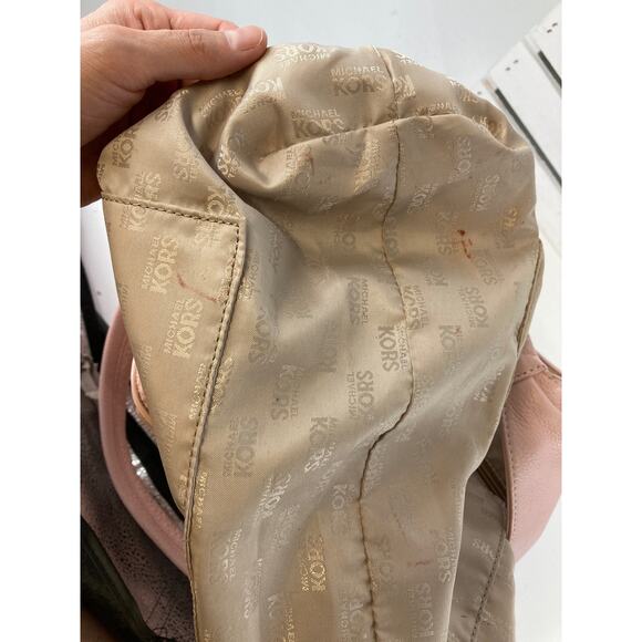 MICHAEL KORS, PINK PEBBLED LEATHER LARGE SHOULDER BAG (ASIS) - Picture 15 of 16